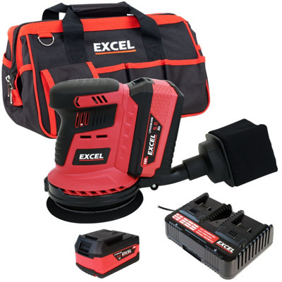 Excel 18V 125mm Rotary Sander with 2 x 5.0Ah Battery Charger & Bag