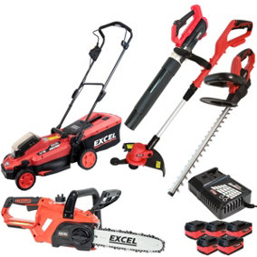 Excel 18V 5 Piece Garden Power Tools with 5 x 5.0Ah Battery & Charger EXL15008