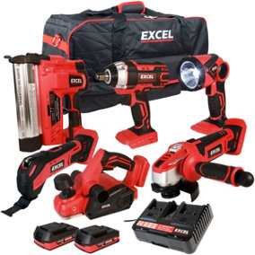 Excel 18V 6 Piece Power Tool Kit with 2 x 2.0Ah Batteries EXL10182