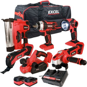 Excel 18V 6 Piece Power Tool Kit with 2 x 5.0Ah Batteries EXL10181