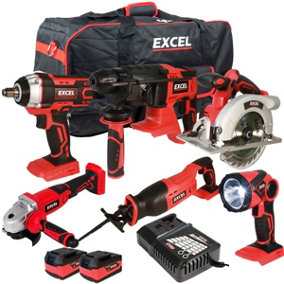Excel 18V 6 Piece Power Tool Kit with 2 x 5.0Ah Batteries EXL10188