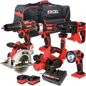 Excel 18V 6 Piece Power Tool Kit with 2 x 5.0Ah Batteries EXL10198