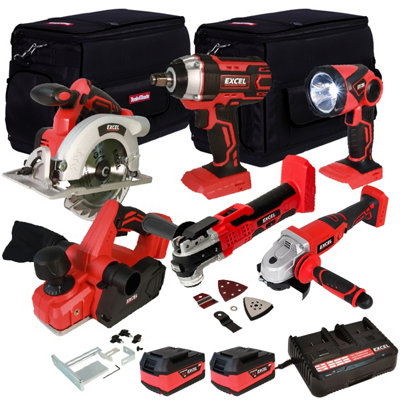 Excel 18V 6 Piece Power Tool Kit with 2 x 5.0Ah Battery & Charger EXL10194