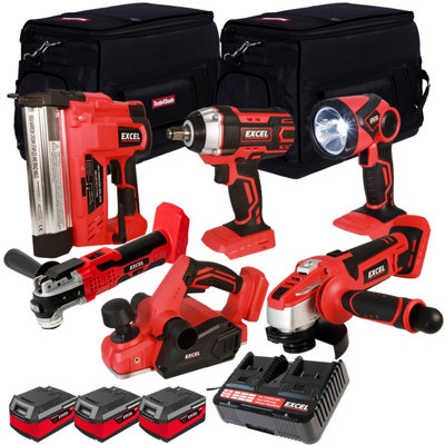 Excel 18V 6 Piece Power Tool Kit with 3 x 4.0Ah Batteries EXL10181