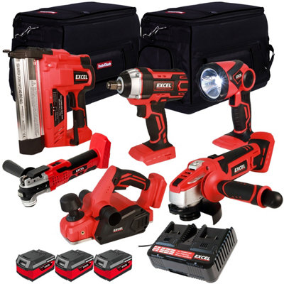 Excel 18V 6 Piece Power Tool Kit with 3 x 4.0Ah Battery & Charger EXL10182