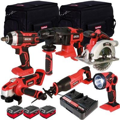 Excel 18V 6 Piece Power Tool Kit with 3 x 4.0Ah Battery & Charger EXL10189