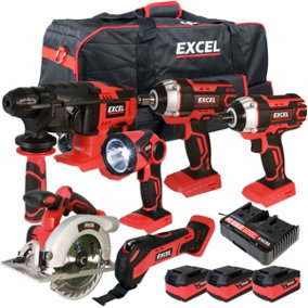 Excel 18V 6 Piece Power Tool Kit with 3 x 5.0Ah Batteries & Charger EXL8964