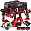 Excel 18V 6 Piece Power Tool Kit with 3 x 5.0Ah Batteries & Charger EXL8967