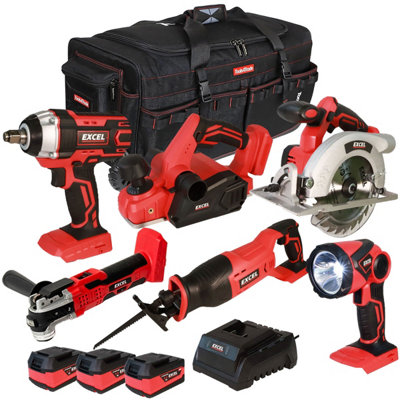 Excel 18V 6 Piece Power Tool Kit with 3 x 5.0Ah Batteries EXL10192