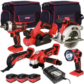 Excel 18V 6 Piece Power Tool Kit with 3 x 5.0Ah Batteries EXL10195