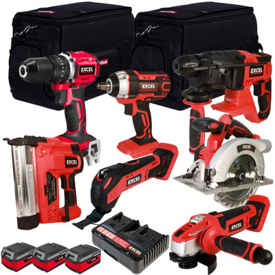 Excel 18V 7 Piece Power Tool Kit with 3 x 4.0Ah Batteries EXL10210