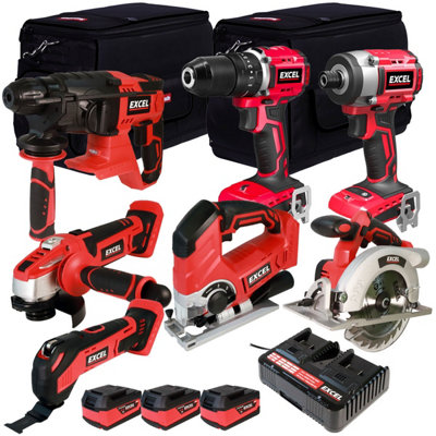 Excel 18V 7 Piece Power Tool Kit with 3 x 5.0Ah Battery & Charger EXL5046