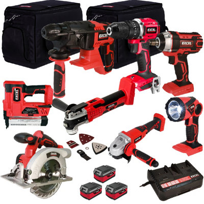 Excel 18V 8 Piece Power Tool Kit with 3 x 4.0Ah Battery & Charger EXL9045