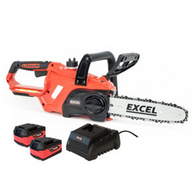 Excel 18V Chainsaw Wood Cutter 245mm with 2 x 5.0Ah Battery & Charger