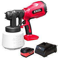 Excel 18V Cordless 1000ml Spray Gun with 1 x 5.0Ah Battery & Charger