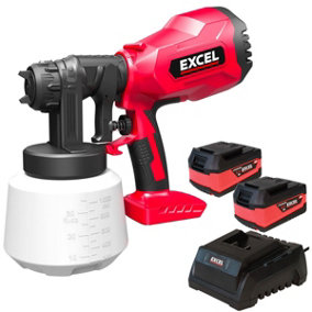 Excel 18V Cordless 1000ml Spray Gun with 2 x 5.0Ah Battery & Charger