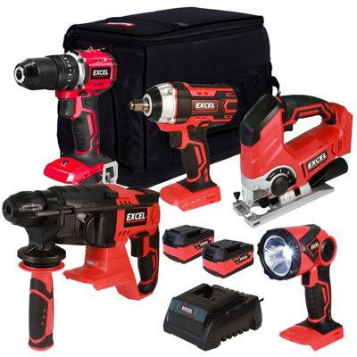 Excel 18V Cordless 5 Piece Tool Kit with 2 x 5.0Ah Batteries & Charger EXL5231