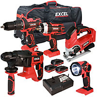 Excel 18V Cordless 5 Piece Tool Kit with 3 x 2.0Ah Batteries & Charger EXL5229