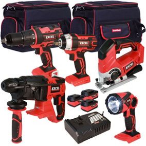 Excel 18V Cordless 5 Piece Tool Kit with 3 x 5.0Ah Batteries & Charger EXL5231