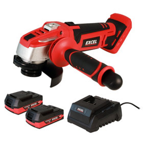 Excel 18V Cordless Angle Grinder 115mm with 2 x 2.0Ah Battery & Charger EXL278