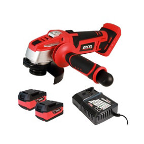 Excel 18V Cordless Angle Grinder 115mm with 2 x 5.0Ah Battery & Charger EXL276