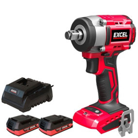 Excel 18V Cordless Brushless 1/2'' Impact Wrench with 2 x 2.0Ah Battery & Charger