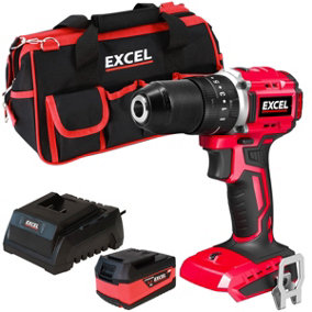 Excel 18V Cordless Brushless Combi Drill with 1 x 5.0Ah Battery Charger & Bag
