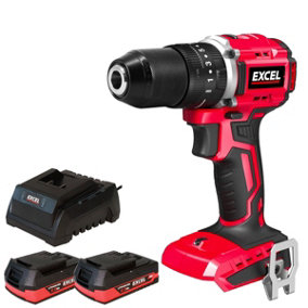 Excel 18V Cordless Brushless Combi Drill with 2 x 2.0Ah Battery & Charger