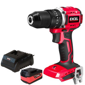 Excel 18V Cordless Brushless Combi Drill with 2 x 5.0Ah Battery & Charger