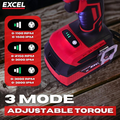 Excel 18V Cordless Brushless Impact Driver with 1 x 4.0Ah Battery & Charger