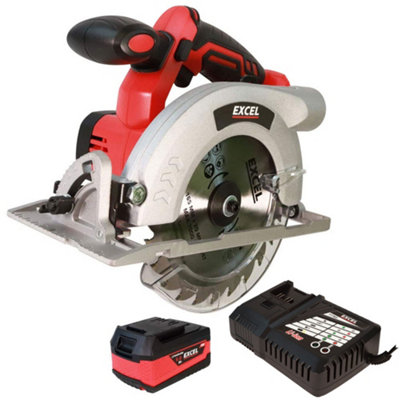 Excel 18V Cordless Circular Saw 165mm with 1 x 4.0Ah Battery & Charger