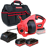 Excel 18V Cordless Drain Cleaner with 2 x 2.0Ah Batteries Charger & Bag