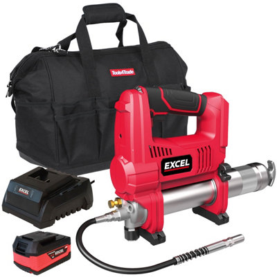 Excel 18V Cordless Grease Gun with 1 x 5.0Ah Battery Charger & Bag