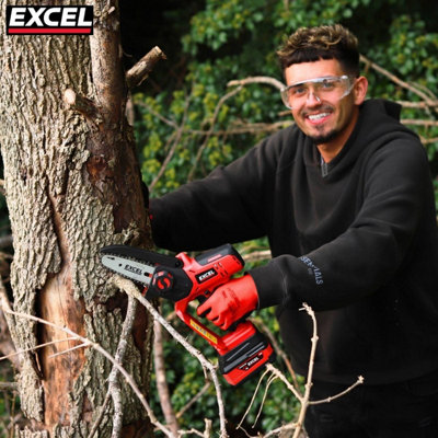 Excel 18V Cordless Mini Chain Saw with 1 x 5.0Ah Battery Charger