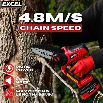 Excel 18V Cordless Mini Chain Saw with 2 x 5.0Ah Battery & Charger