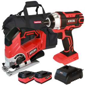 Excel 18V Cordless Twin Pack with 2 x 5.0Ah Batteries & Charger in Bag EXL5095