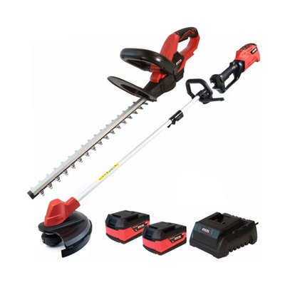 Excel 18V Grass Trimmer & Hedge Trimmer 2 x 5.0Ah Batteries & Charger ...