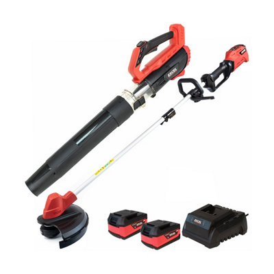 Excel 18V Grass Trimmer & Leaf Blower 2 x 5.0Ah Batteries & Charger ...