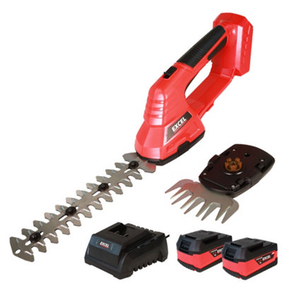 Excel 18V Hedge Trimmer & Grass Shear with 2 x 5.0Ah Batteries + Fast ...