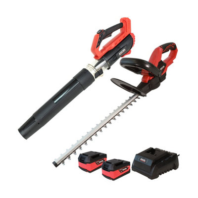 Excel 18V Leaf Blower & Hedge Trimmer 2 x 5.0Ah Batteries & Charger ...