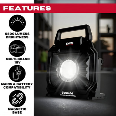 Excel 18V LED Work Light 6500 Lumens