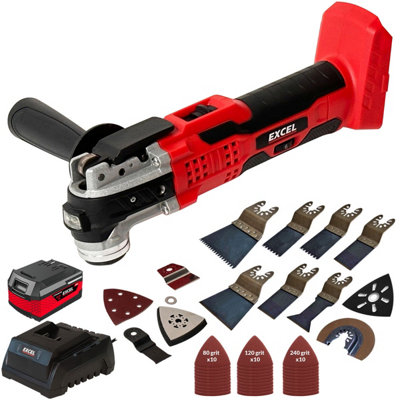 Excel 18V Oscillating Multi Tool with 1 x 5.0Ah Battery Charger & 39 Piece Accessories Set