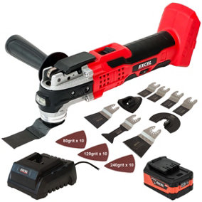 Excel 18V Oscillating Multi Tool with 1 x 5.0Ah Battery Charger & 39 Piece Accessories Set