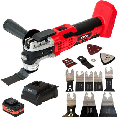 Excel 18V Oscillating Multi Tool with 1 x 5.0Ah Battery Charger & 8 Piece Accessories