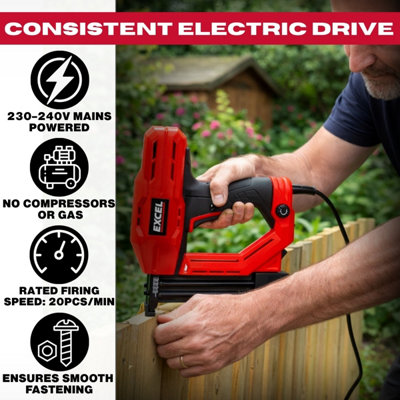 Excel 2-in-1 Electric Stapler Nailer Gun 15-32mm Heavy Duty 240V