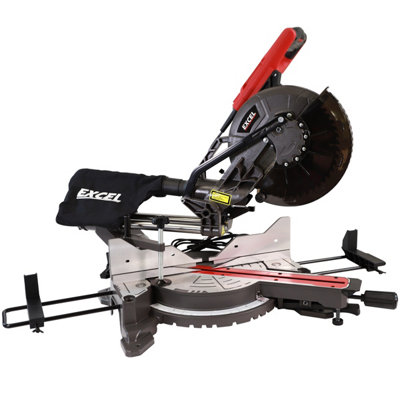 Excel 255mm Sliding Mitre Saw 2000W 240V Double Bevel with Laser Guide for Precise Wood Cutting in Joinery, DIY & Trade Use
