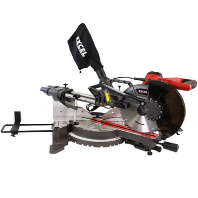 Excel 255mm Sliding Mitre Saw 2000W 240V Double Bevel with Laser Guide for Precise Wood Cutting in Joinery, DIY & Trade Use
