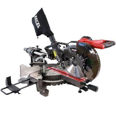 Excel 255mm Sliding Mitre Saw 2000W 240V Double Bevel with Laser Guide for Precise Wood Cutting in Joinery, DIY & Trade Use