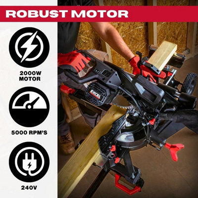 Excel 305mm Sliding Mitre Saw with LED Light & 48T Blade 240V/2000W