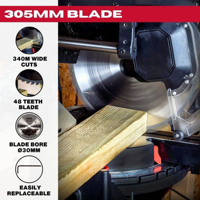 Excel 305mm Sliding Mitre Saw with LED Light & 48T Blade 240V/2000W